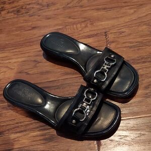 Cole Haan Black Buckle Sandal Slides 9.5